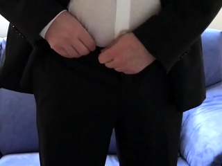 mature exhibitionist – horny in suit, stripping