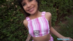Public Agent Brown haired latina fucks a stranger in a public area